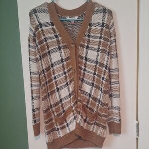 No Boundaries Brown and Cream Cardigan Sweater